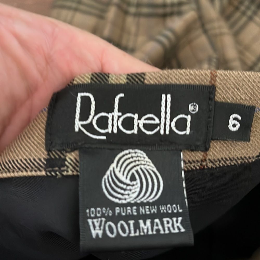 Vintage Rafaella Wool Plaid Fringe Skirt Boho Feminine Casual Slit Academia - Picture 9 of 9